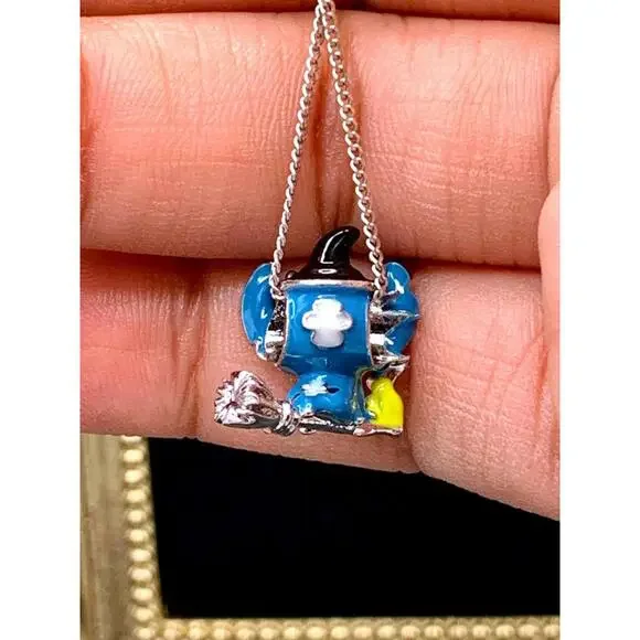 Disney Stitch Witch Halloween Charm Broom & Pumpkin -Sterling Silver- Bracelet - Picture 2 of 3